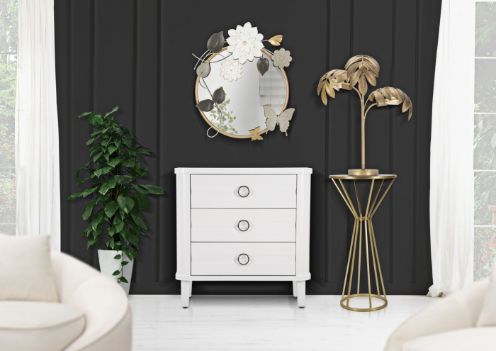 Comoda Shine | 3 Sertare Albe | Detalii Argintii si Aurii | CreativDeco [8]