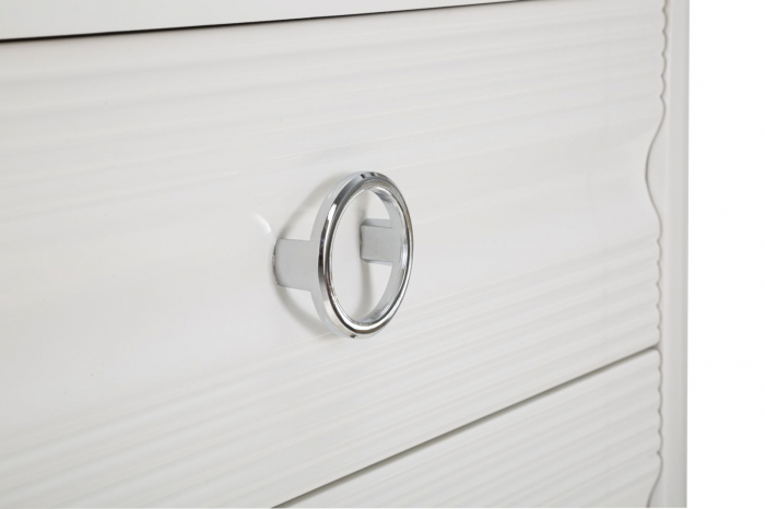 Comoda Shine | 3 Sertare Albe | Detalii Argintii si Aurii | CreativDeco [5]