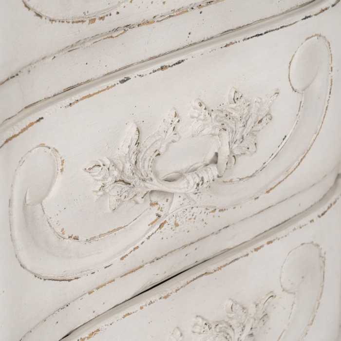Comoda alba din lemn de mindi cu decor floral sculptat [10]
