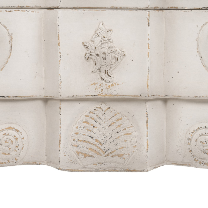 Comoda alba din lemn de mindi cu decor floral sculptat [10]