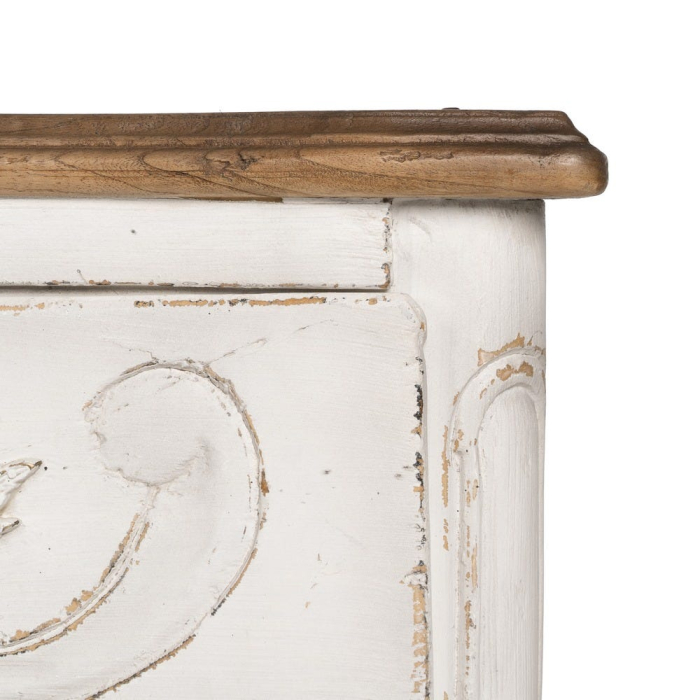 Comoda alba din lemn de mindi cu decor floral sculptat [12]