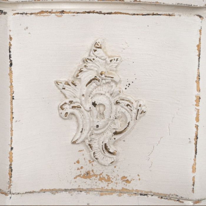 Comoda alba din lemn de mindi cu decor floral sculptat [14]