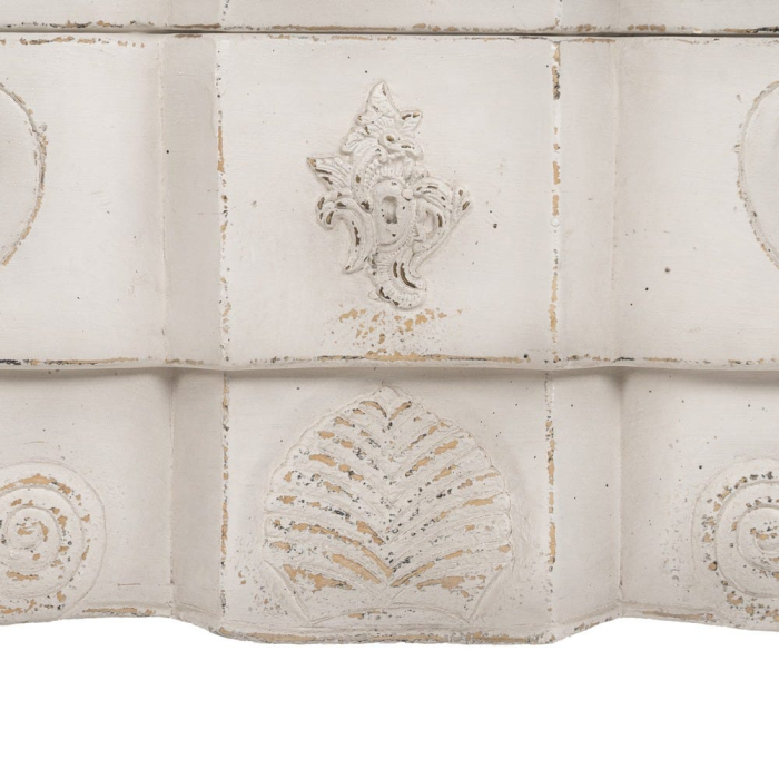 Comoda alba din lemn de mindi cu decor floral sculptat [11]