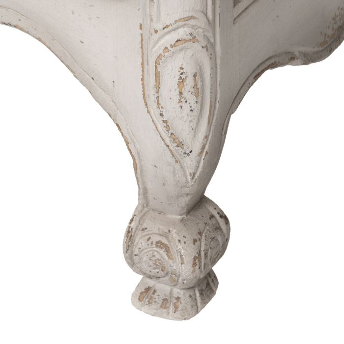 Comoda alba din lemn de mindi cu decor floral sculptat [11]