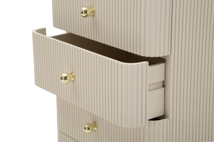 Comodă albă din lemn de pin și MDF cu 5 sertare texturate design modern [5]