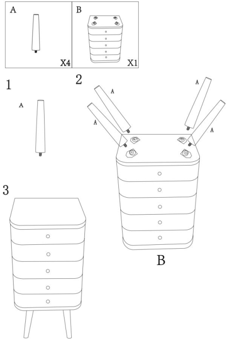 Comodă albă din lemn de pin și MDF cu 5 sertare texturate design modern [10]