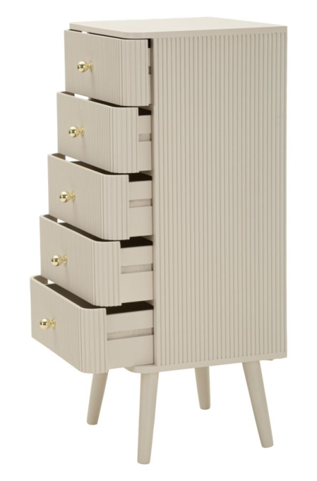 Comodă albă din lemn de pin și MDF cu 5 sertare texturate design modern [4]