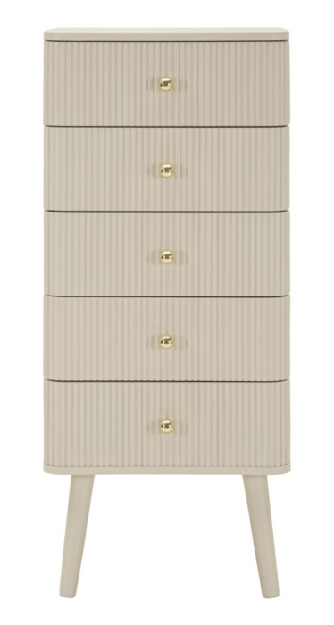 Comodă albă din lemn de pin și MDF cu 5 sertare texturate design modern [3]