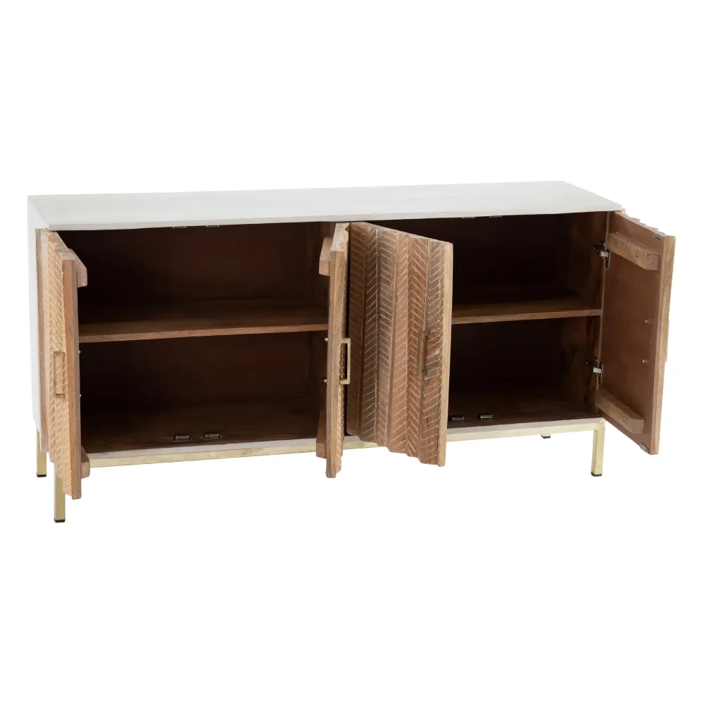 Comoda Artizanala Antique, Lemn Mango, Alb Auriu - CreativDeco.ro [4]
