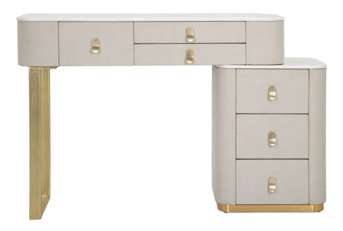 Comoda Beauty, Lemn/MDF/Metal, crem/auriu [3]