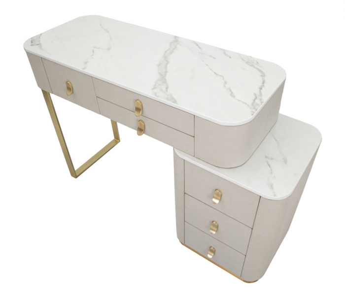 Comoda Beauty, Lemn/MDF/Metal, crem/auriu [4]
