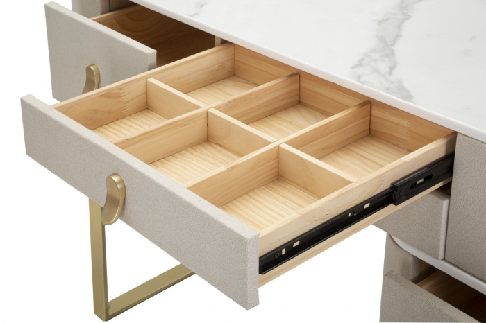 Comoda Beauty, Lemn/MDF/Metal, crem/auriu [6]