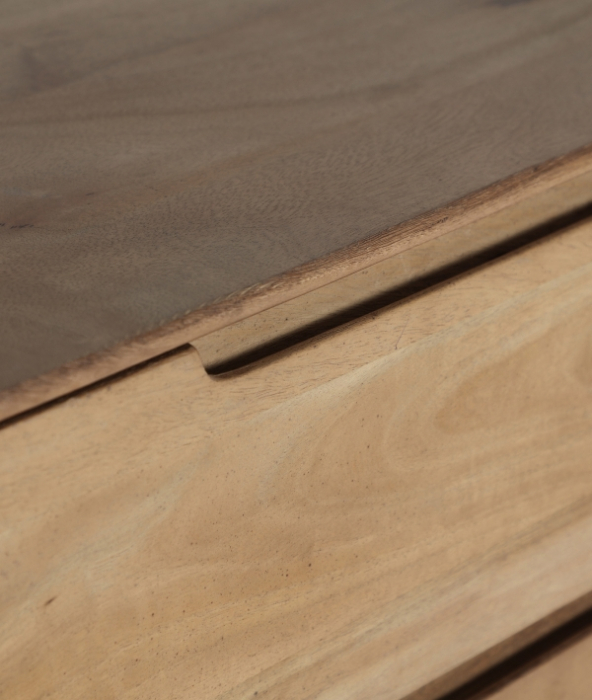 Comodă cu 3 sertare din lemn de mango maro deschis – comodă scandinavă cu depozitare practică [8]