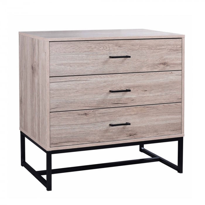comoda 3 sertare stejar metal negru Nature [1]