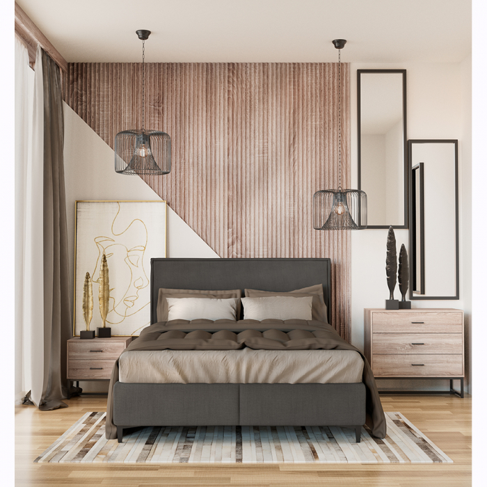 comoda 3 sertare stejar metal negru Nature [2]