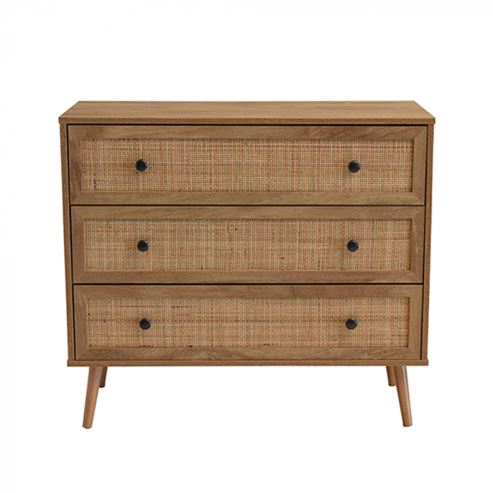 Comodă cu 3 sertare natural cu rattan Ammos [3]