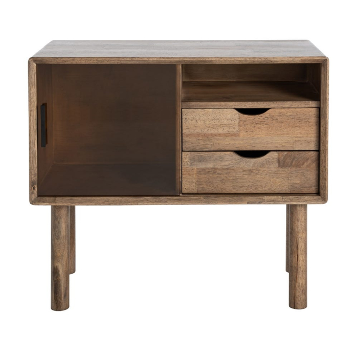 Comoda din lemn maro cu sertare si usa din sticla [10]