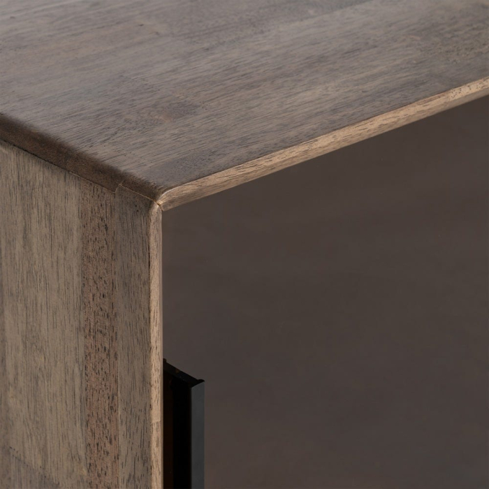 Comoda din lemn maro cu sertare si usa din sticla [6]