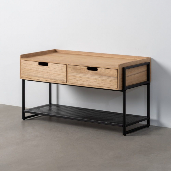 Comodă cu sertare natural-negru din MDF și metal [2]