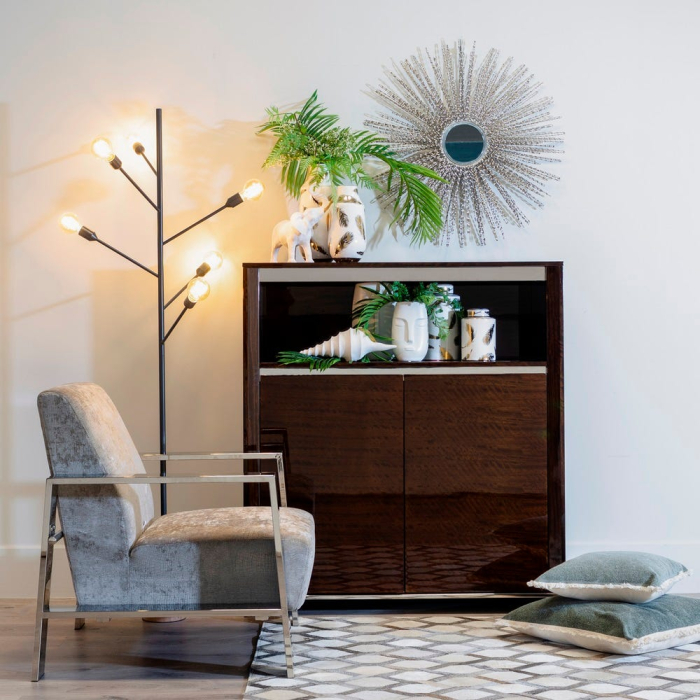 Comoda MDF maro cu otel inoxidabil design modern [9]