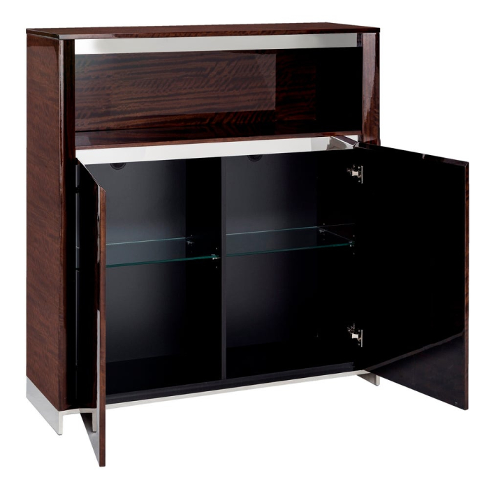 Comoda MDF maro cu otel inoxidabil design modern [2]