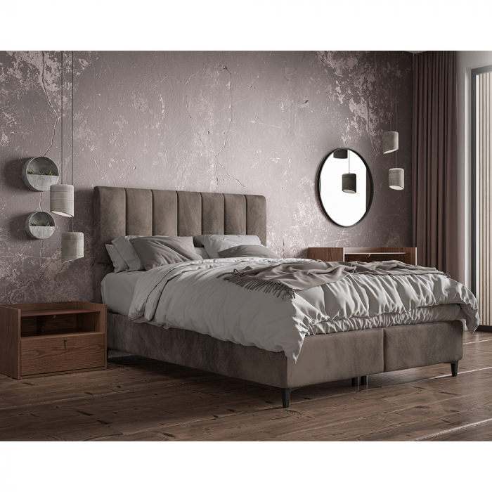 Comodă 2 sertare nuc 105x45x85 cm cu picioare metalice negre și poliță deschisă, design modern funcțional. [2]