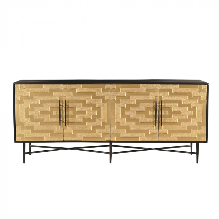 Comodă decorativă 4 uși cu fronturi aurii – stil contemporan [2]