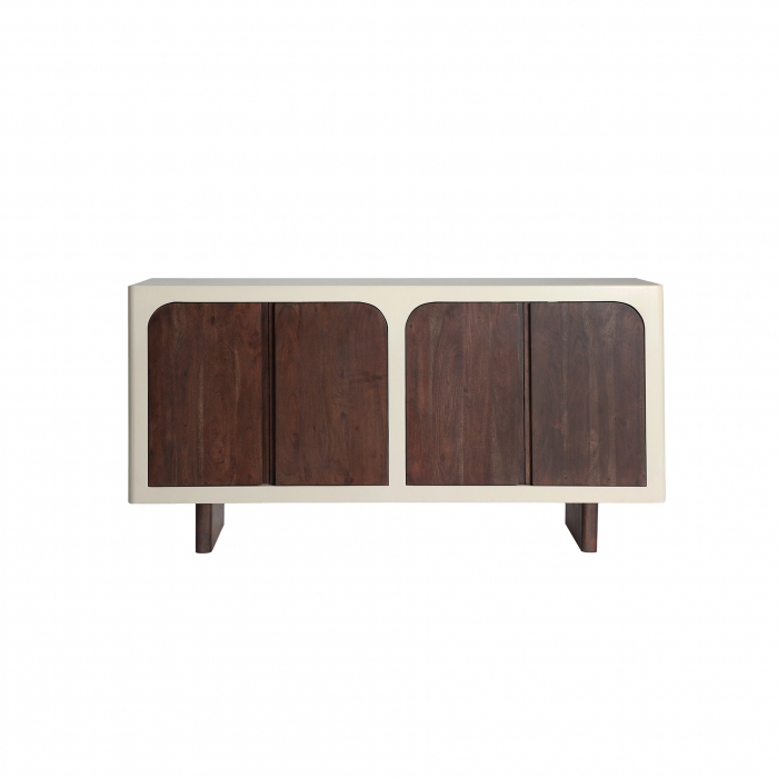 Comoda din lemn de acacia alb si MDF maro deschis Glaris 160 x 80 cm [1]