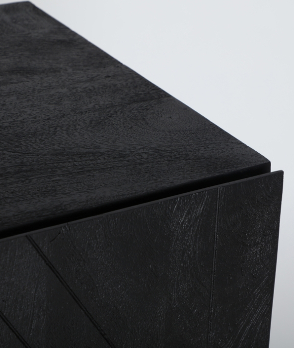 Comodă din lemn de mango negru cu 4 uși și fronturi geometrice [3]