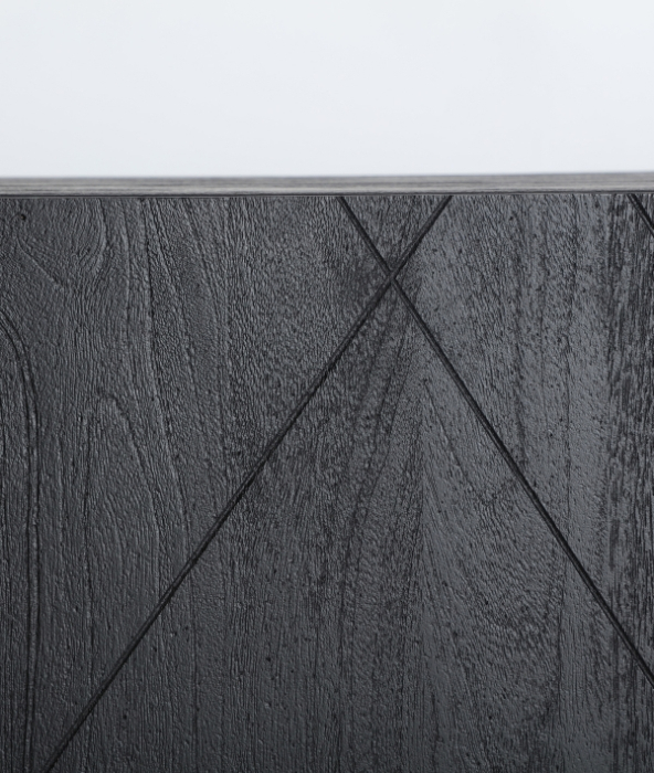 Comodă din lemn de mango negru cu 4 uși și fronturi geometrice [6]