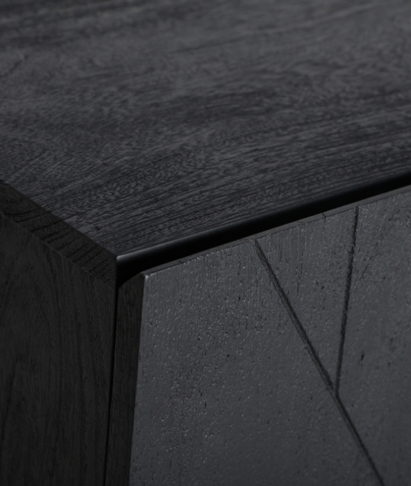 Comodă din lemn de mango negru cu 4 uși și fronturi geometrice [2]