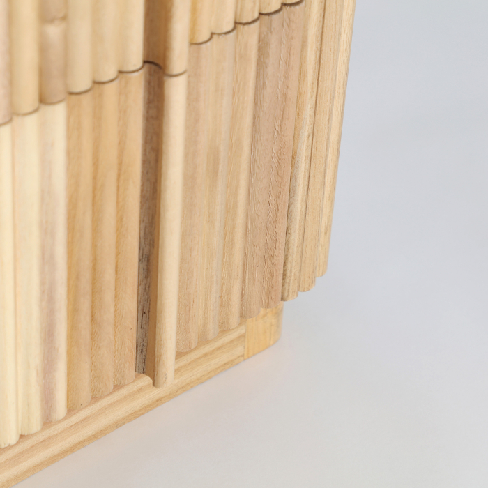 Comodă lemn paulownia cu 3 sertare – textură baguette și design nordic [6]