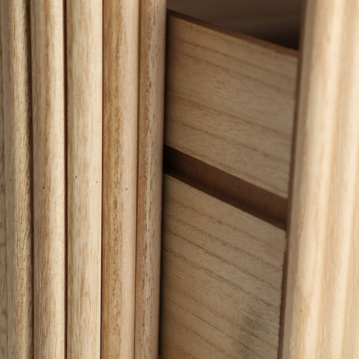 Comodă lemn paulownia cu 3 sertare – textură baguette și design nordic [5]