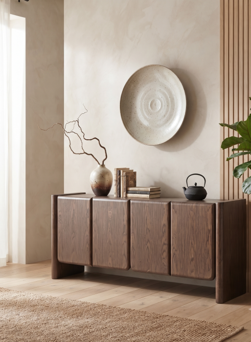 Comodă din lemn maro cu 4 uși design japandi Arko 180 x 45 x 76 cm [2]