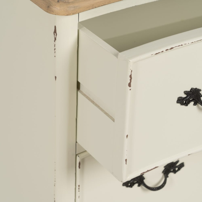 Comodă din lemn natur crem cu aspect vintage [7]