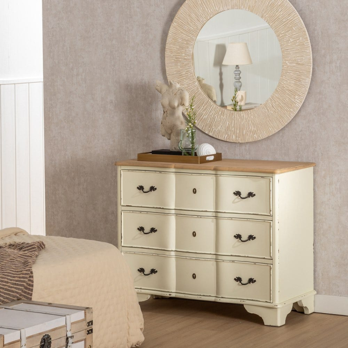 Comodă din lemn natur crem cu aspect vintage [13]