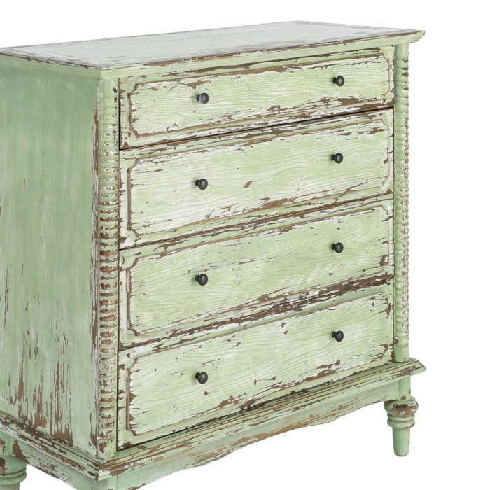 Comodă din lemn reciclat verde antichizat cu 4 sertare 95x45x103 cm [5]