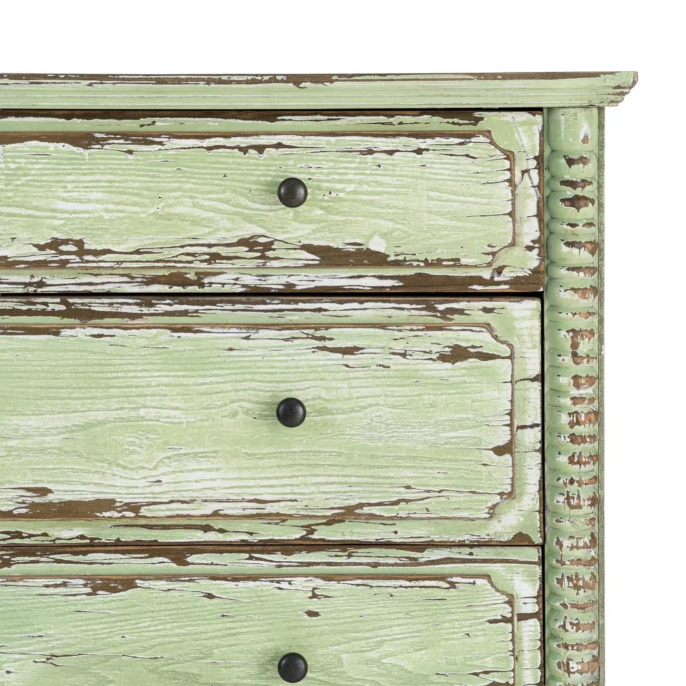 Comodă din lemn reciclat verde antichizat cu 4 sertare 95x45x103 cm [7]