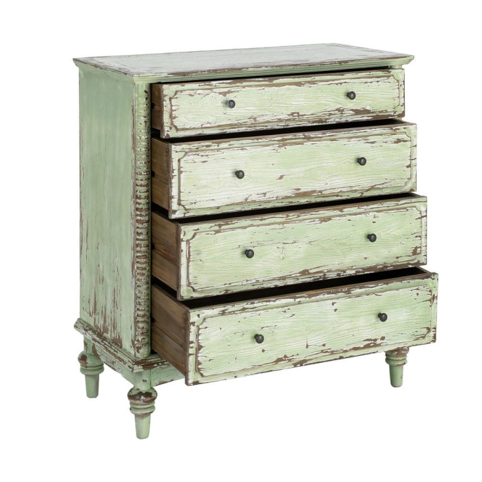 Comodă din lemn reciclat verde antichizat cu 4 sertare 95x45x103 cm [4]