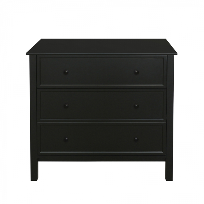 Comodă Homey MDF negru 80x40x77 cm cu 3 sertare și finisaj mat elegant. [4]