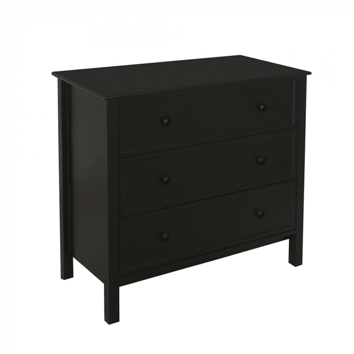 Comodă Homey MDF negru 80x40x77 cm cu 3 sertare și finisaj mat elegant. [1]