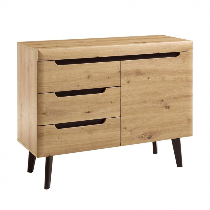 Comodă scandinavă lemn cu 3 sertare și finisaj natur – model Grif [1]