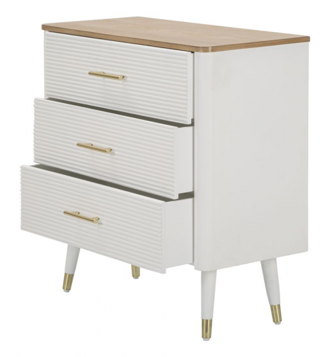 Comoda Matera | 3 Sertare Albe | Aspect Valurit | CreativDeco [4]