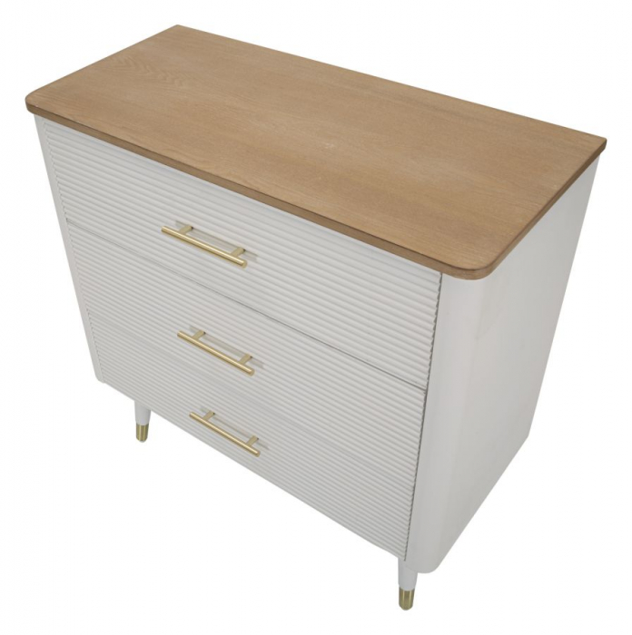 Comoda Matera | 3 Sertare Albe | Aspect Valurit | CreativDeco [3]