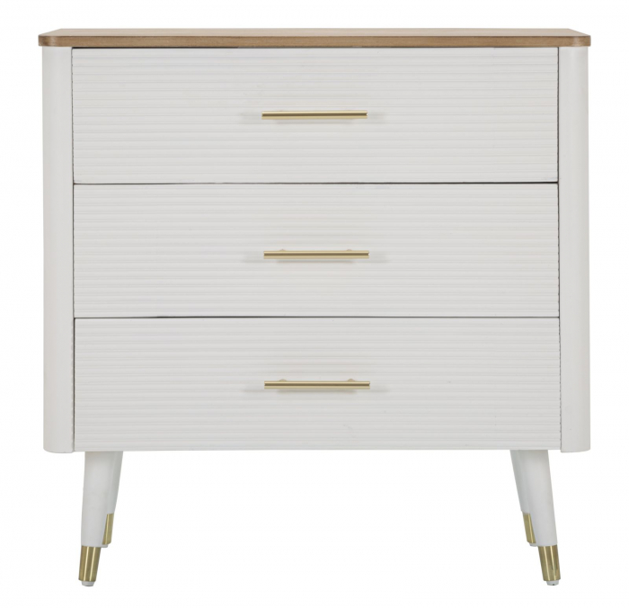 Comoda Matera | 3 Sertare Albe | Aspect Valurit | CreativDeco [2]