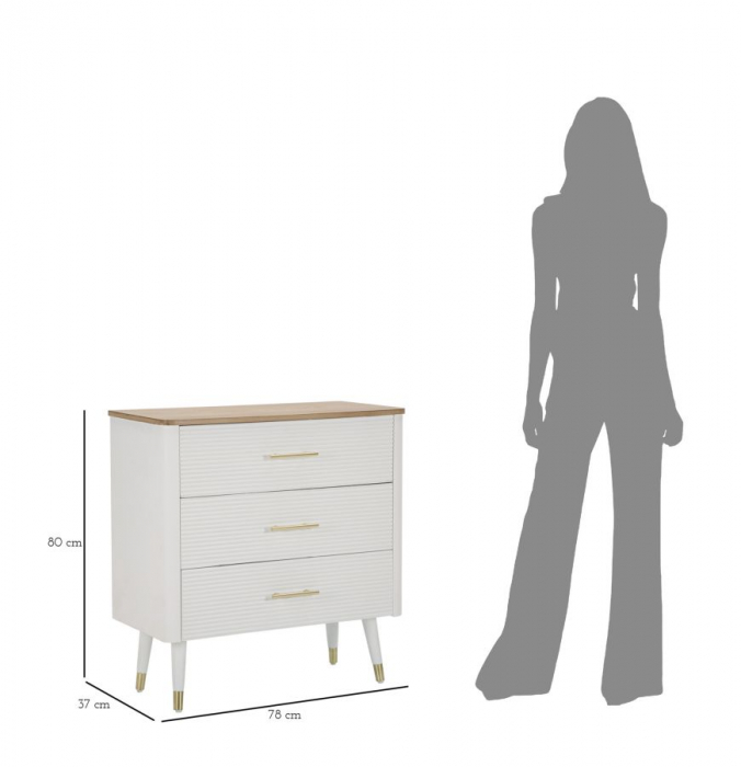 Comoda Matera | 3 Sertare Albe | Aspect Valurit | CreativDeco [9]