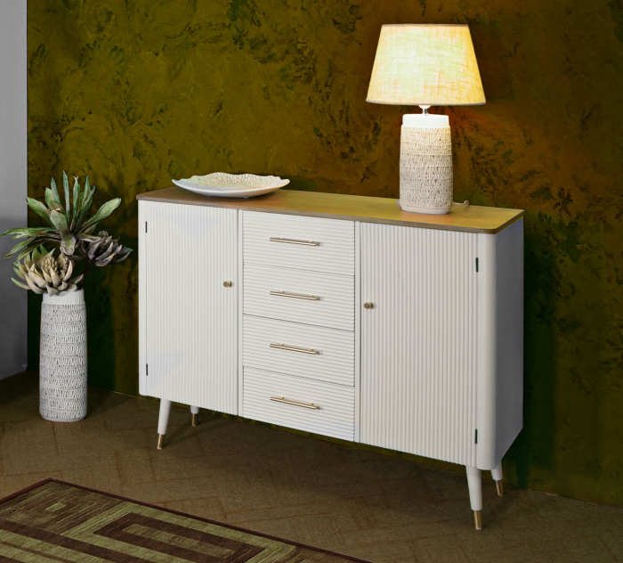 Comoda eleganta design glamour alb cu auriu CreativDeco [9]