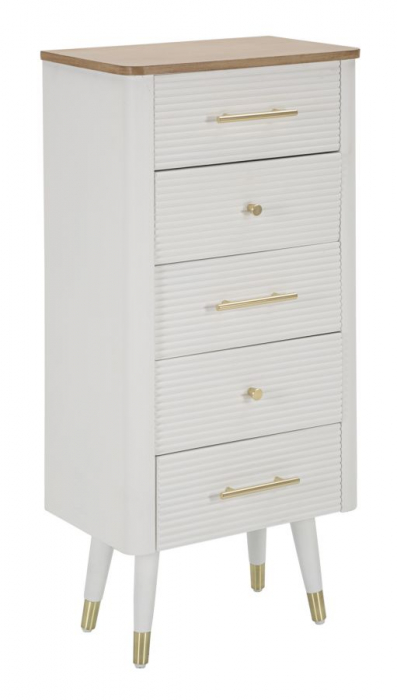 Comoda Ingusta Matera | 5 Sertare Albe | Stil Glamour | CreativDeco [1]