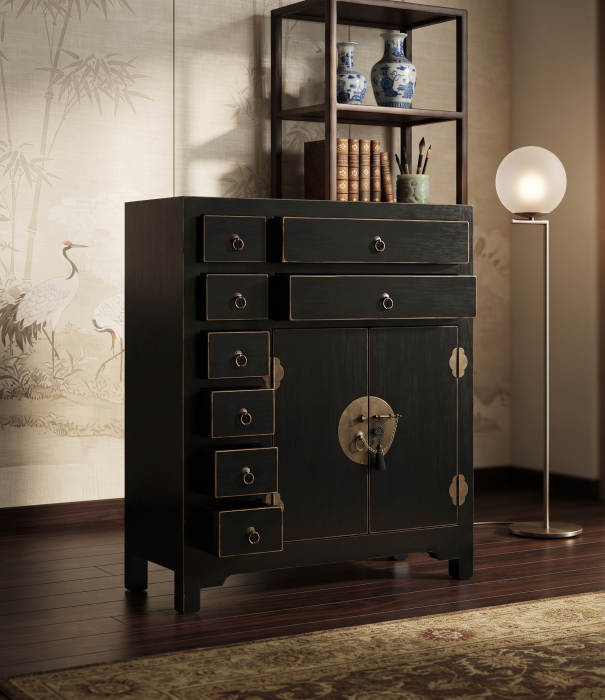 Comoda neagra ingusta vintage oriental | Comode versatile [2]