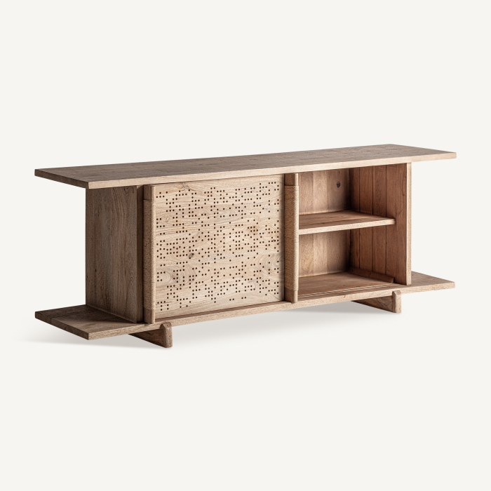 Comodă joasă din lemn de mango cu uși glisante Jacquard [3]